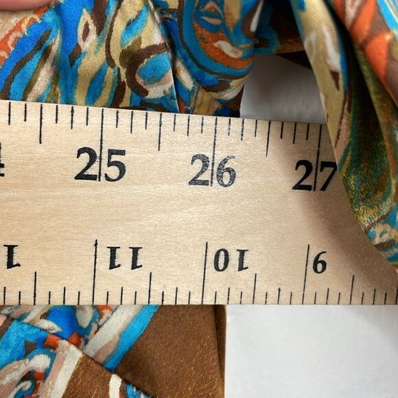 Belle Kim Gravel Pop over 1/4 button front Long Sleeves paisley silky texture 2X - Picture 12 of 13